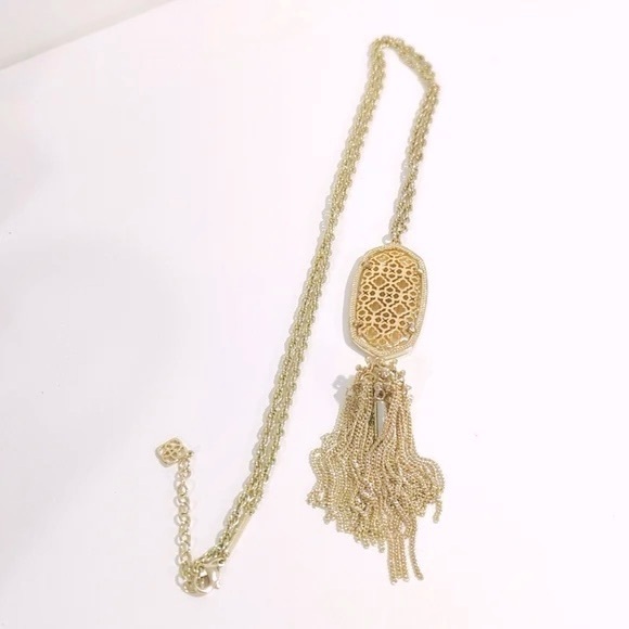 KENDRA SCOTT Rayne Long Gold Filigree Tassel Pendant Necklace - Picture 3 of 11